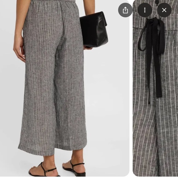 Eileen Fisher Organic Linen Crop Ankle Wide Leg Pants Women's XL Beach Strips - Picture 14 of 15